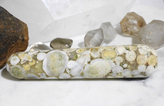 Conglomerate stone crystal massage wand