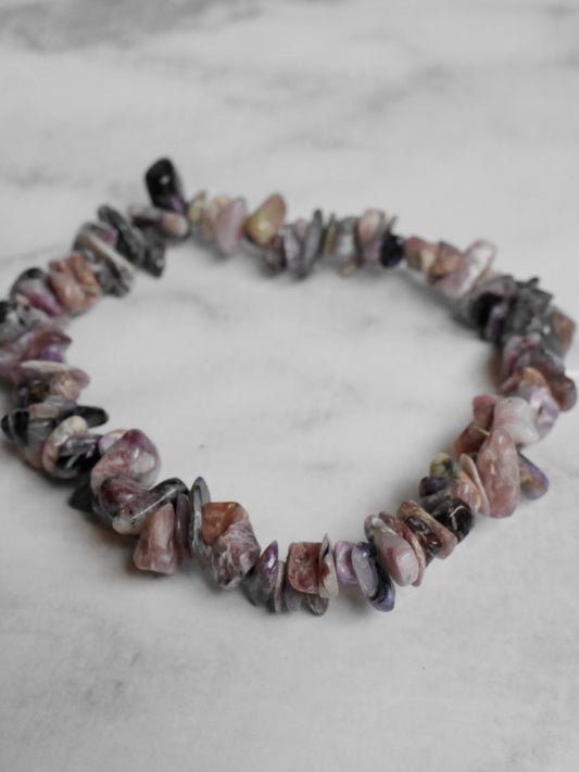 Charoite chip bracelet