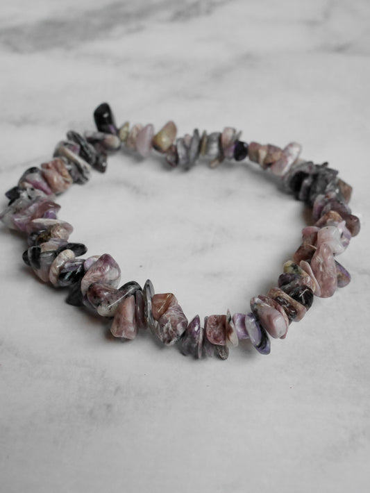 Charoite chip bracelet