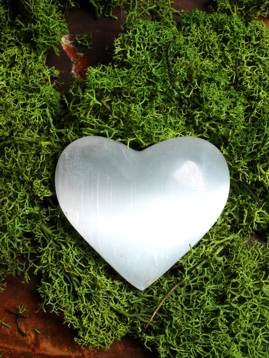 Selenite Heart Carving