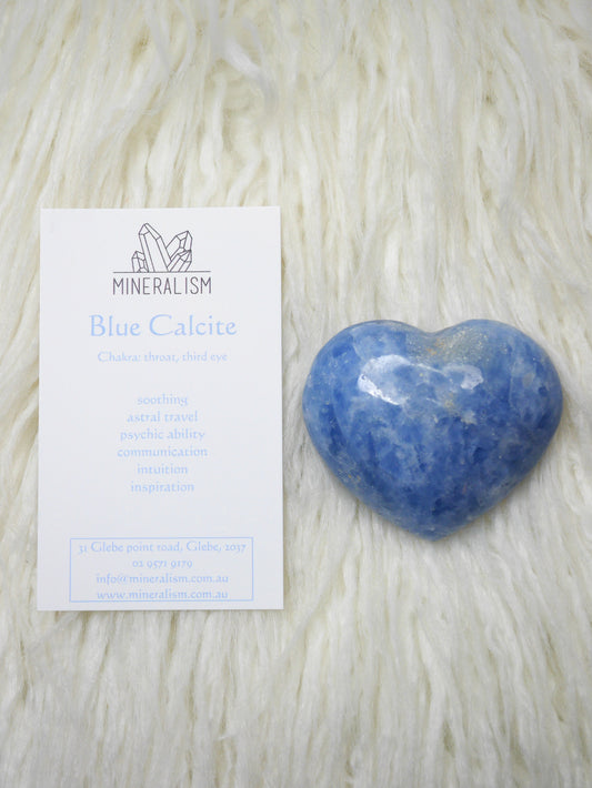 Blue calcite Heart Carving