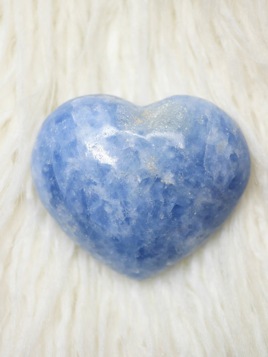 Blue calcite Heart Carving