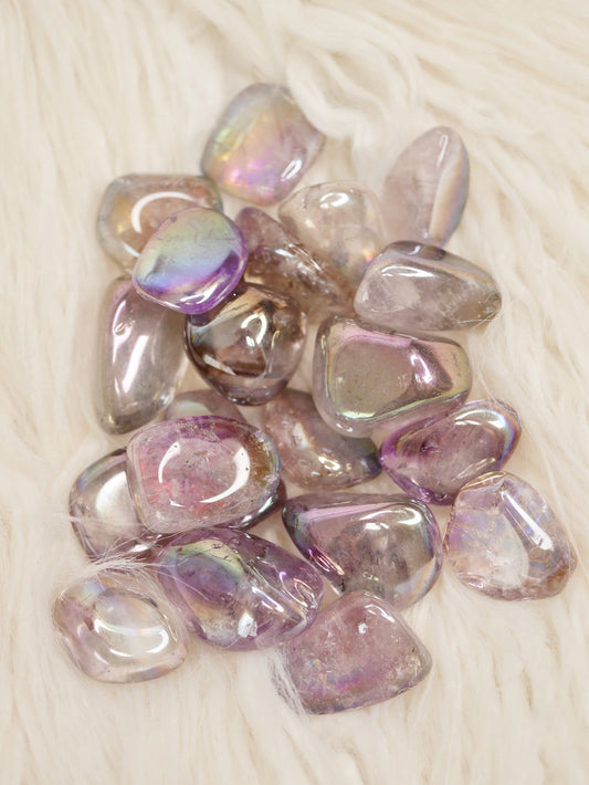 Amethyst aura tumbled stones