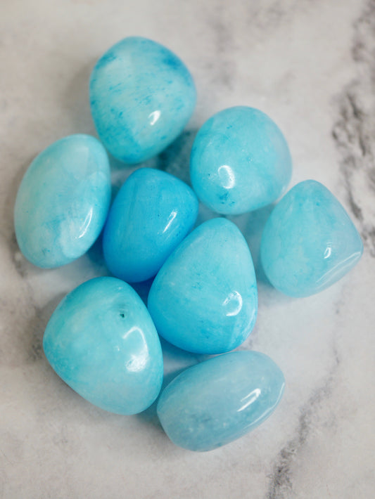 Blue Aragonite tumbled stone