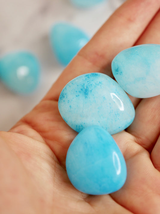 Blue Aragonite tumbled stone