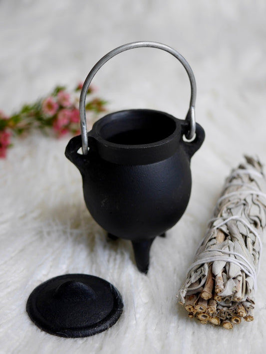 Tiny Cast Iron Cauldron With Lid