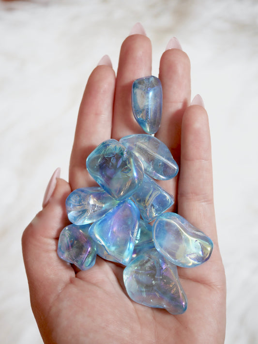 Aqua Aura Tumbled Stones