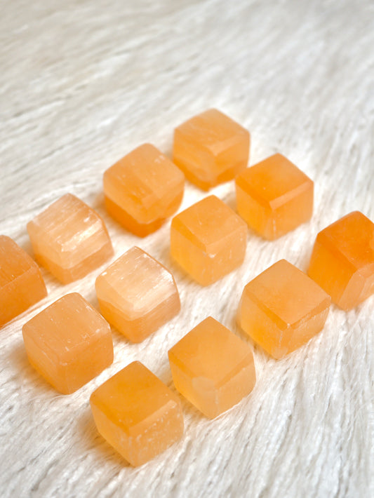 Peach Selenite Cubes