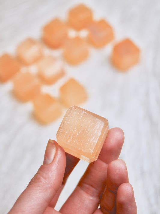 Peach Selenite Cubes