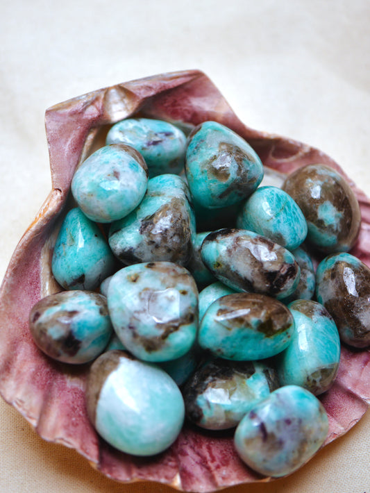 Amazonite and Smoky Quartz tumbled stone