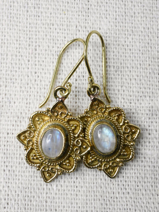 Brass Moonstone Earrings