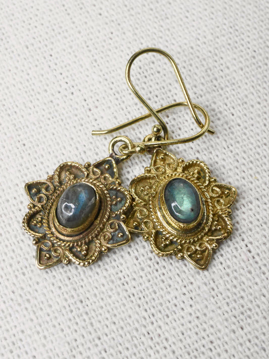 Brass Labradorite Earrings