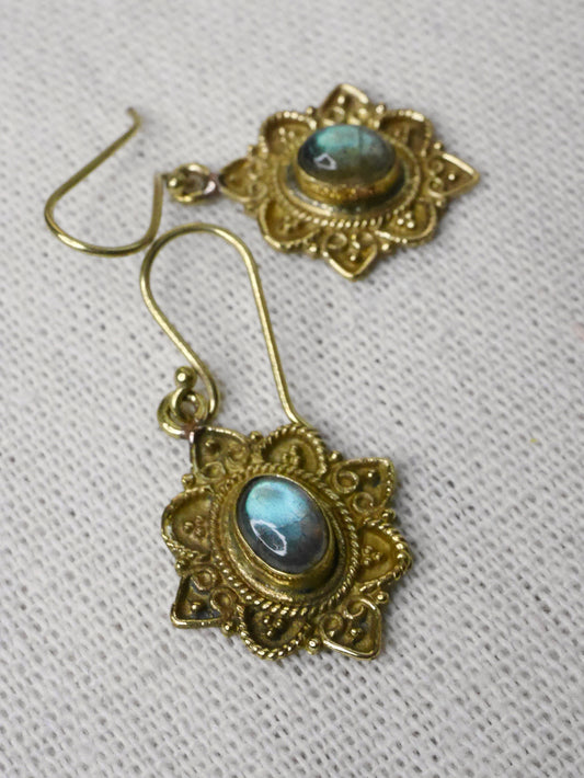 Brass Labradorite Earrings