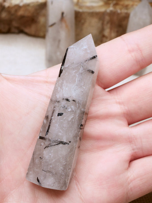 Black Tourmaline in Quartz Point