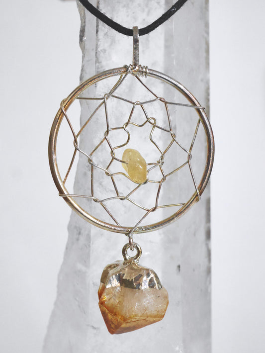 wire wrap Citrine dream catcher necklace