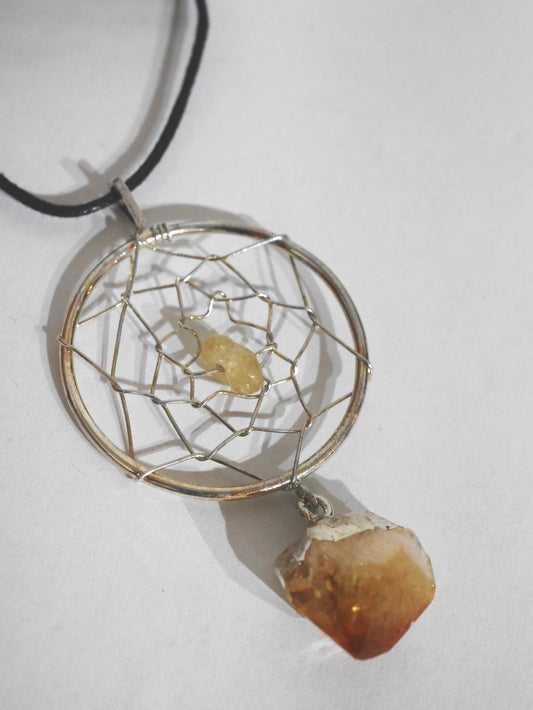 wire wrap Citrine dream catcher necklace