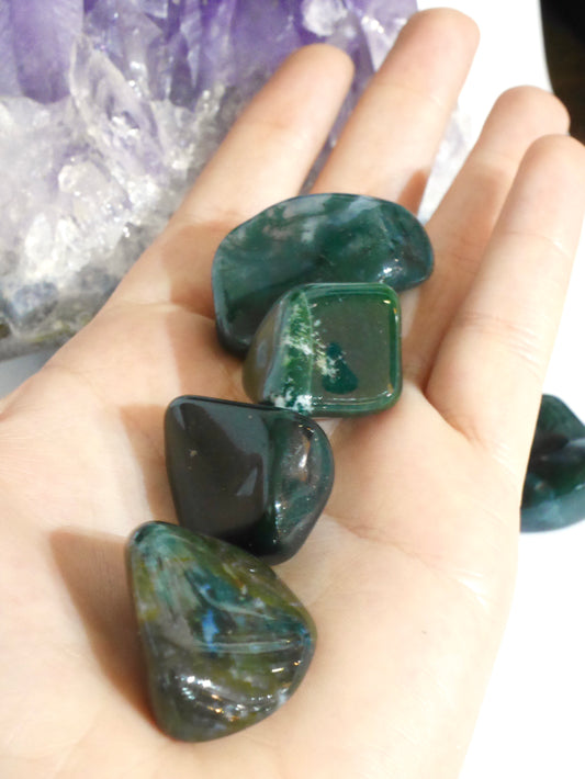 Moss Agate tumbled stone