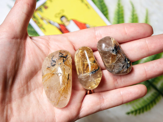 Rutile quartz tumbled stone